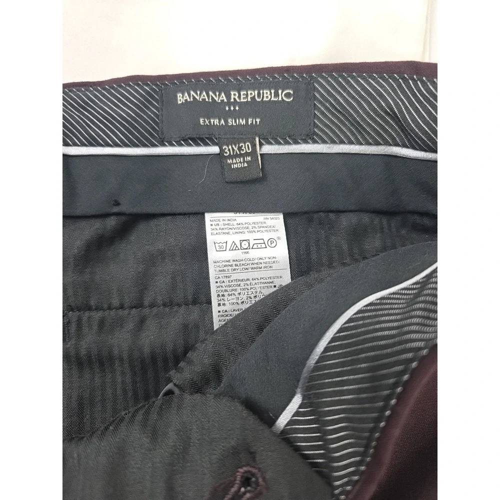 Banana Republic Pants Dress Pants Mens 31x29 Maroon Extra Slim Stretch Act:31x29
